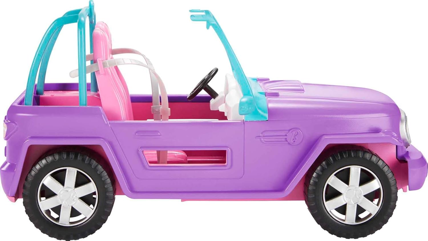 Barbie-Off-Road-Vehicle-Purple-with-Pink-Seats-and-Rolling-Wheels.jpg Barbie Off-Road Vehicle, Purple with Pink Seats and Rolling Wheels, 2 Seats, Gift for 3 to 7 Year Olds - Image 1