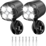 Battery Operated Motion Outdoor Waterproof Lights, 800 Lumen Bright Battery Powered Night Activation Security Spotlight for Porch, Trash Can, Stairs, Garage (2 Pack)