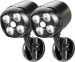 Battery Powered Outdoor Motion Sensor Light, 600LM 6000K Waterproof Wide-Angle Detection Auto On/Off LED Security Light for Garage, Yard, Front Door, Stair and Driveway, Black(2 Pack)