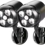 Battery Powered Outdoor Motion Sensor Light, 600LM 6000K Waterproof Wide-Angle Detection Auto On/Off LED Security Light for Garage, Yard, Front Door, Stair and Driveway, Black(2 Pack)