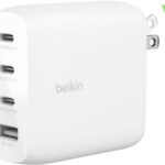 Belkin 112W 4-Port GaN USB C Charger Block, USB-C Power Delivery Super Fast Charging & USB-A Port, MacBook, Samsung Galaxy S26, Apple iPhone 17, Air, iPad, Google Pixel, Nintendo Switch 2, etc., White