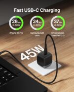 Belkin 45 Watt USB C Charger Block (2 Pack), USB-C Cable Included, PD3.1 PPS Fast Charging, Samsung Galaxy S26, S25, Apple iPhone 17, Air, Pro, Pro Max, Google Pixel 10, Nintendo Switch, etc - Black - Image 2