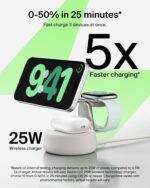 Belkin MagSafe Charger Compatible, 3-in-1 Charging Station, Qi2.2 25W w/Cooling Fan (On/Off Control) Magnetic Wireless Charger for iPhone 17, Apple Watch, AirPods, Pixel 10 (45W Adapter Included) - Image 2