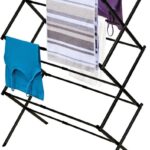 Black+Decker 3 Tier Expandable Collapsing Foldable Laundry Rack for Air Drying Clothing, Space Saving Heavy Duty Lightweight Metal Drying Rack, Black