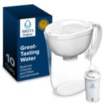 Brita Large 10-Cup Water Filter Pitcher, WQA NSF/ANSI Certified, Removes Chlorine Taste & Odor, Reduces Zinc, Copper & Mercury, 1 Standard Filter, Lasts 2 Months, Bright White