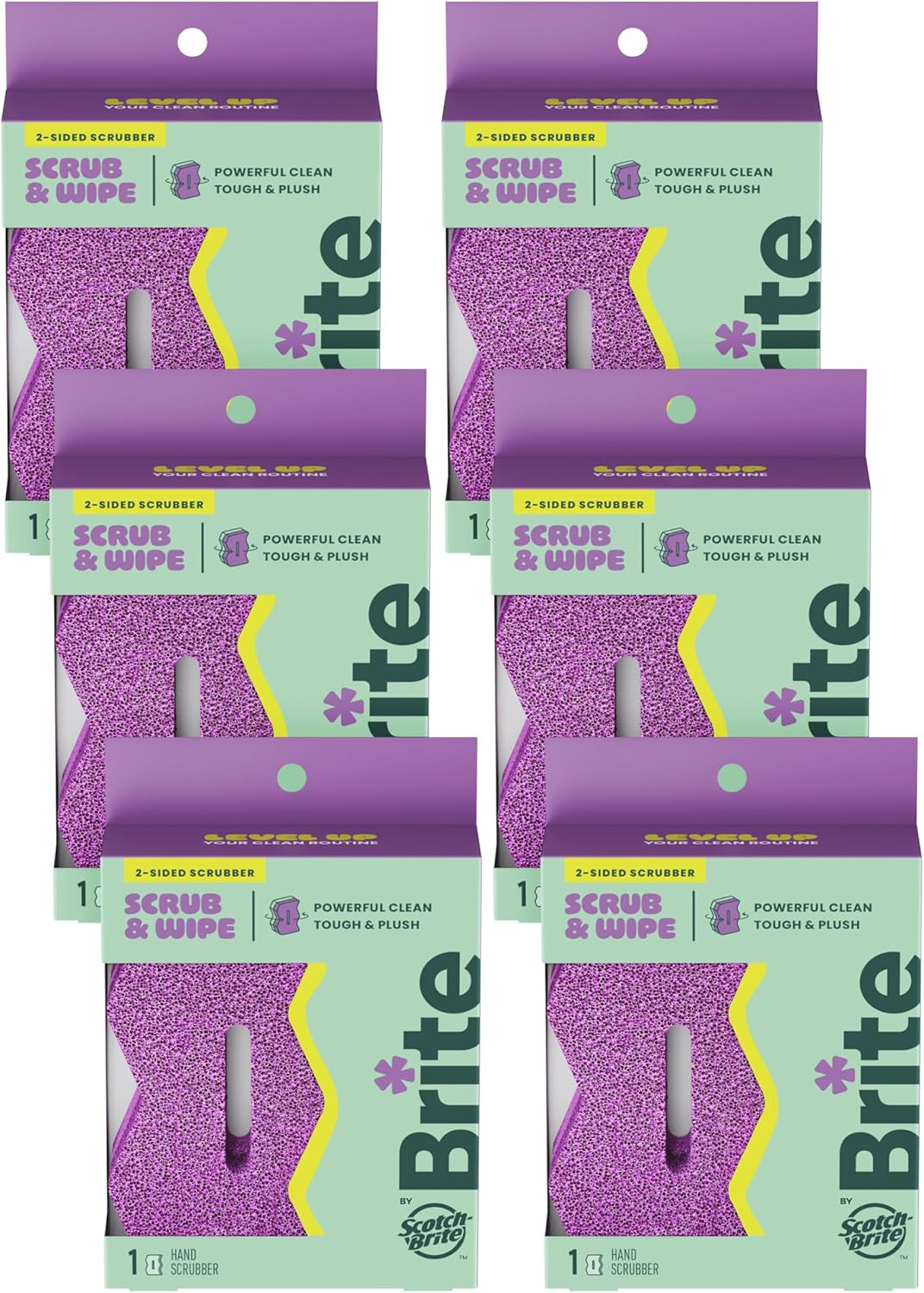 Brite-by-Scotch-Brite-Scrub-Wipe-Scrubber-6-Pack-of.jpg Brite by Scotch-Brite Scrub & Wipe Scrubber, 6 Pack of Scrubbers - Image 1