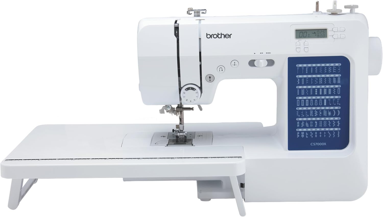 Brother-CS7000X-Computerized-Sewing-and-Quilting-Machine-70-Built-in-Stitches.jpg Brother CS7000X Computerized Sewing and Quilting Machine, 70 Built-in Stitches, LCD Display, Wide Table, 10 Included Feet, White - Image 1
