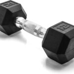CAP Rubber Coated Dumbbell Weights, Free Weights for Home Gym Strength Training, Anti-Roll Hex Dumbbells with Black, Chrome & Comfort Grip Handles, Singles