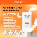 COSRX Airy-Light Clear Sunscreen Stick with Vitamin E&C SPF 50, 0.67 oz, 19g, Korean Suncreen Stick Suncare Sunblock, Lightweight, No White Cast, Water resistant, Oil Control Matte Sunscreen for Face - Image 2