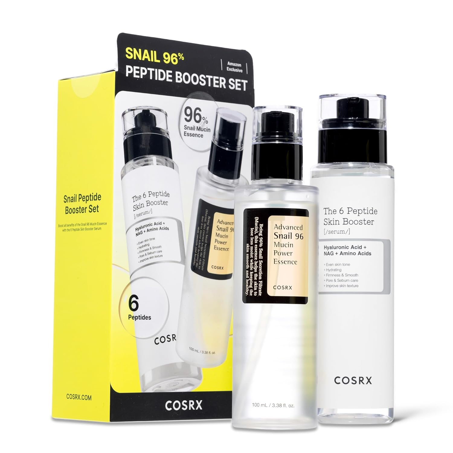 COSRX-Snail-Mucin-96-Peptide-Booster-Set-Amazon-Exclusive.jpg COSRX Snail Mucin 96% Peptide Booster Set - Amazon Exclusive - Korean Skin Care, Gift Sets, Skin Care Sets for Women, Advanced Snail Mucin Serum, Face Serum - Image 1