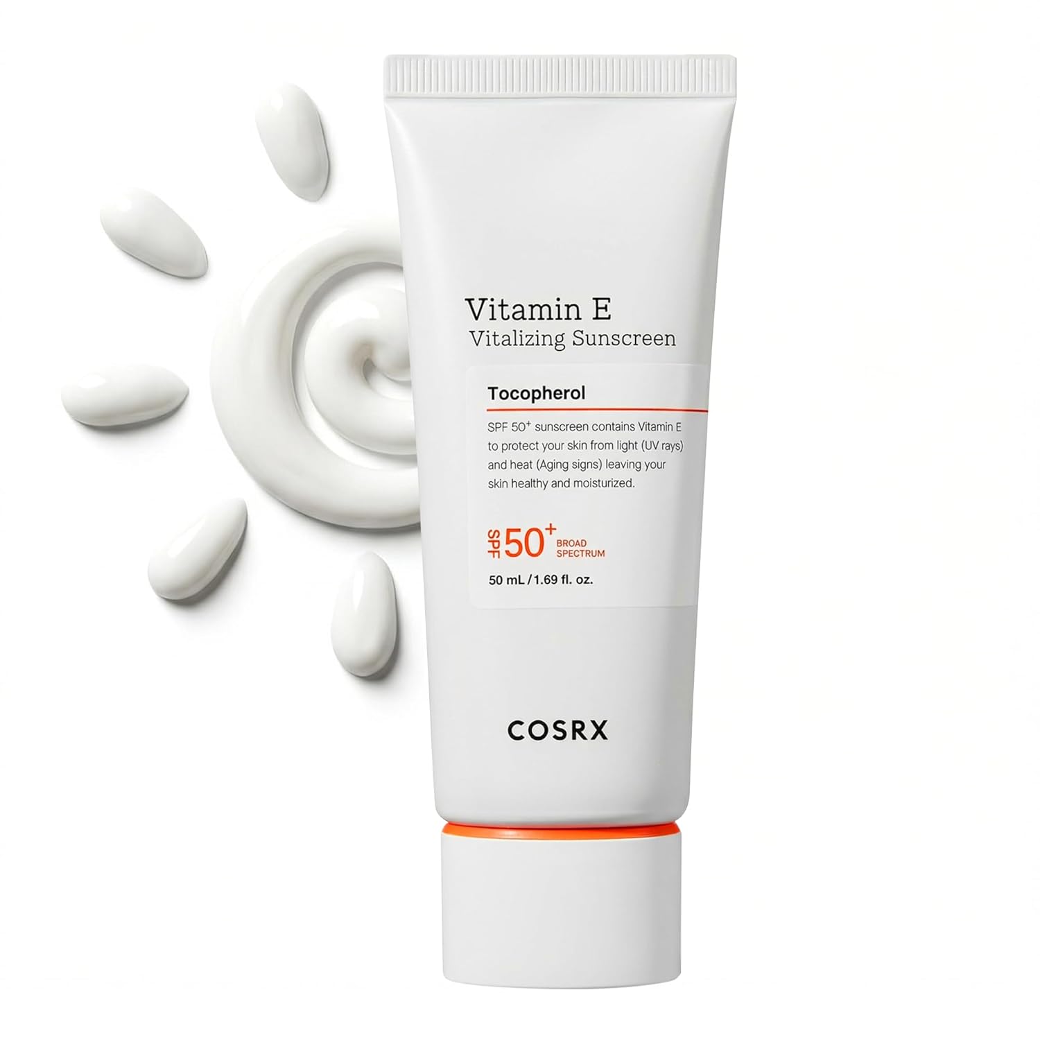COSRX-Vitamin-E-Sunscreen-for-Oily-Skin-SPF-50-Natural.jpg COSRX Vitamin E Sunscreen for Oily Skin SPF 50, Natural Glow Face Sunscreen, Lightweight, Non-Sticky, No White Cast, Hydrating, Beach Essentials, Summer Travel Essentials, Korean Skincare,1.69 fl oz - Image 1