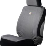 Carhartt Universal Nylon Duck Canvas Fitted Bucket Seat Cover, Durable Seat Protection with Rain Defender, Single, Gravel