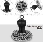 Cast Iron Cleaner Scrubber with Pan Scraper, Patented Chain Mail Scrubber Cast Iron Cleaning Kit, Metal Chainmail Scrubbing Sponge Scrub Brush to Clean Pan, Skillet, Grill, Dutch Oven, Wok - Image 2