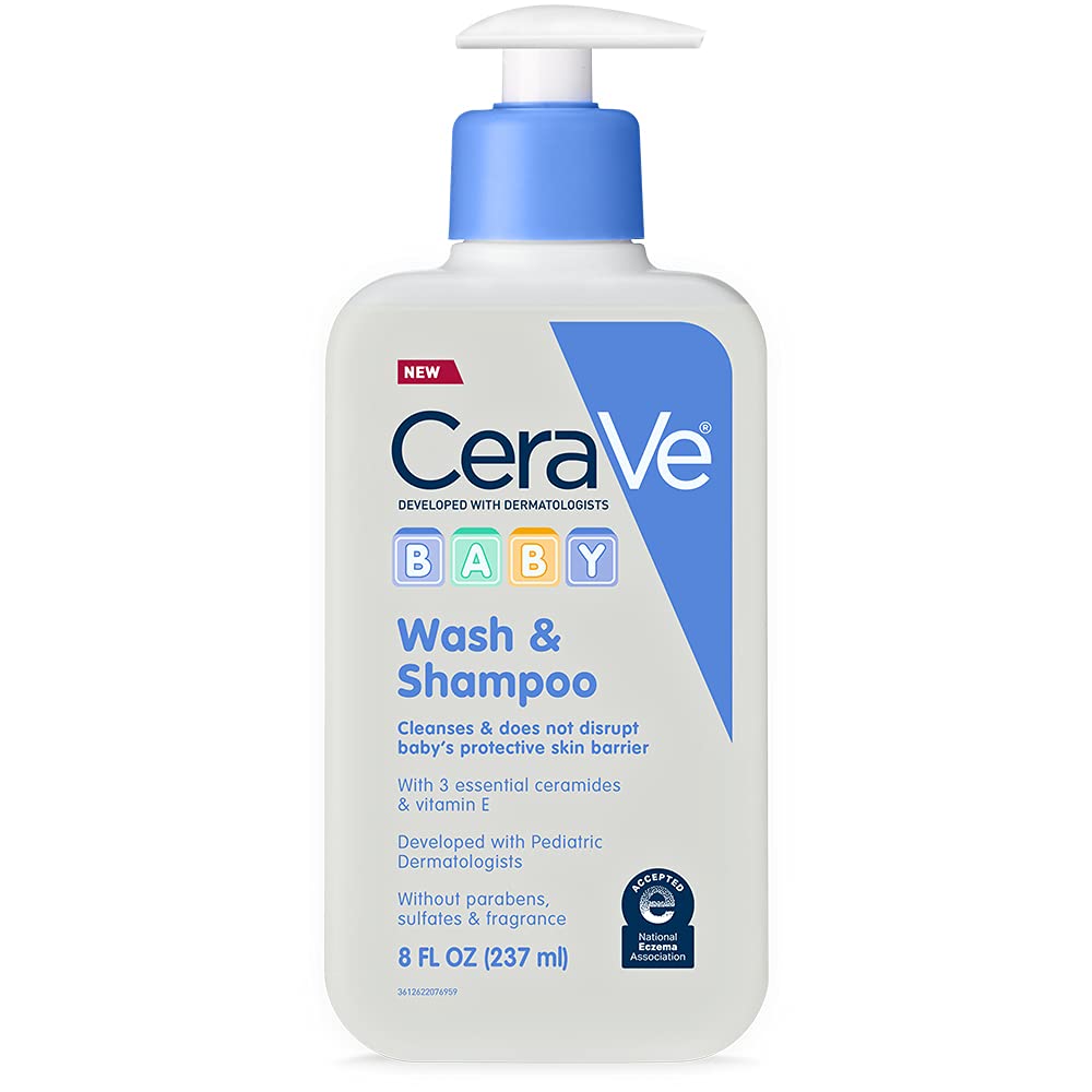 CeraVe-Baby-Wash-Shampoo-Fragrance-Paraben-Sulfate-Free.jpg CeraVe Baby Wash & Shampoo, Fragrance, Paraben, & Sulfate Free Shampoo for Tear-Free Baby Bath Time, 8 Ounce - Image 1
