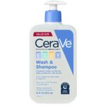 CeraVe Baby Wash & Shampoo, Tear-Free 2-in-1 Bath Wash for Hair & Skin, with Vitamin E, Fragrance-Free, Paraben-Free, Dye-Free, Phthalates-Free, Sulfate-Free, 16oz