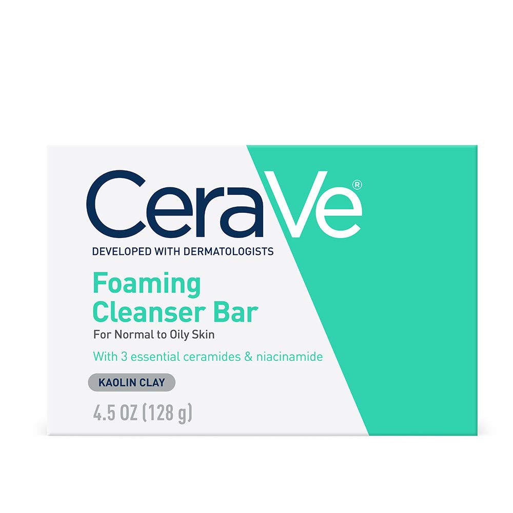 CeraVe-Foaming-Cleanser-Bar-Soap-Free-Body-and-Face-Cleanser-Bar.jpg CeraVe Foaming Cleanser Bar, Soap-Free Body and Face Cleanser Bar for Oily Skin, Fragrance Free, 4.5 Ounce - Image 1