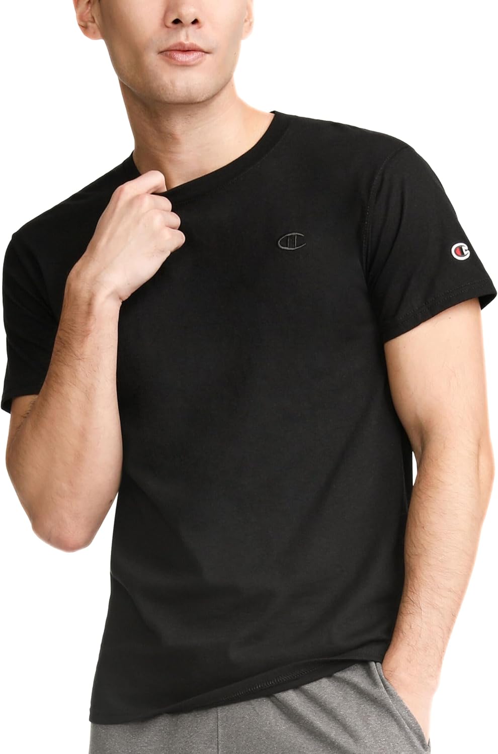 Champion-Mens-Classic-Short-Sleeve-T-Shirt-Standard-Fit-Midweight-100.jpg Champion Men's Classic Short Sleeve T-Shirt, Standard Fit, Midweight 100% Cotton, Available in Regular and Big & Tall - Image 1