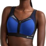 Champion Women's Sports Bra, Motion Control Zip High-impact Sports Bra, Wirefree Bra for Women