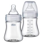 Chicco Duo 5oz Hybrid Baby Bottle, Real Glass Inside, Lightweight Plastic Outside, Patented Invinci-Glass Technology, Intui-Latch Nipple, 2-Pack, Clear/Grey