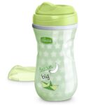 Chicco Insulated Sippy Cup 12+ Months, 9oz Glow-in-the-Dark Toddler Training Cup with Bite Resistant No-Spill Rim Spout, Double-Wall, BPA Free, Green