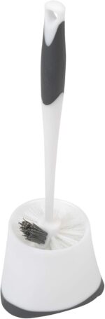 Clorox Corner Toilet Bowl Brush with Under Rim Scrubber, Includes Corner Storage Caddy, White