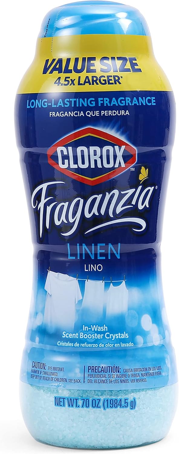 Clorox-Fraganzia-Laundry-Scent-Booster-Crystals-In-Wash-Fragrance-Beads-for.jpg Clorox Fraganzia Laundry Scent Booster Crystals, In-Wash Fragrance Beads for Fresh-Smelling Clothes & Linens, Safe for All Fabrics & Colors, Easy-Pour Bottle, Linen Scent, 70 Oz - Image 1