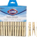 Clorox Wood Clothespins with Spring – Value Pack Set of 50 | Rust Resistant, Heavy-Duty Coil, Non-Slip Grip for Line Drying Laundry, Chip Clips, Crafts, 50 Pack