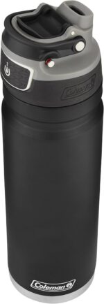 Coleman Autoseal FreeFlow Stainless Steel Water Bottle, Black, 24oz
