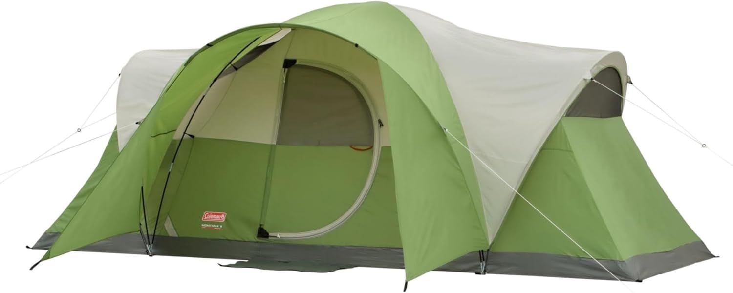 Coleman-Montana-Camping-Tent-with-Rainfly-Weatherproof-Family-Tent-Sets.jpg Coleman Montana Camping Tent with Rainfly, Weatherproof Family Tent Sets Up in 15 Mins, Fits Multiple Airbeds - Image 1