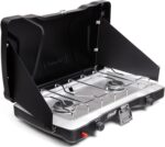 Coleman Triton+ 2-Burner Propane Camping Stove with InstaStart Ignition, Portable Camping Cooktop with 2 Adjustable Burners & Wind Guards, 22,000 BTUs of Power for Camping, Tailgating, Grilling