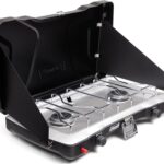 Coleman Triton+ 2-Burner Propane Camping Stove with InstaStart Ignition, Portable Camping Cooktop with 2 Adjustable Burners & Wind Guards, 22,000 BTUs of Power for Camping, Tailgating, Grilling