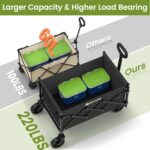 Collapsible Wagon with Wheels, 220 lbs Wagons Carts Foldable Wagon Cart with Flexible Handle, Lightweight Portable Folding Utility Grocery Shopping Cart for Grocery Sports Garden Camping - Image 2