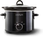 Crock-Pot 2-Quart Manual Slow Cooker, Feeds 2+ People, Great for Small Meals, Dips, & Sides; Removable Stoneware is Oven & Dishwasher-Safe, Black