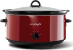Crock-Pot 8-Quart Manual Slow Cooker, XL Family Size Serves 10+ People, Removable Stoneware with Warming Setting, Dishwasher Safe for Easy Cleanup, Red