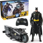 DC Comics, Batman Stealth Remote Control Batcycle with 12" Batman Action Figure, Super Hero Kids Toys for Boys and Girls Ages 4 & Up | 12" Action Figure with Cloth Cape, Easy to Use Remote, RC Bike Superhero Toy, Gifts for Kids & Collectors Ages 4+