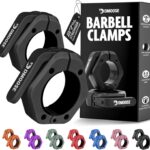 DMoose Fitness Barbell Clips 2 Inch (Pair) - Quick Release Olympic Barbell Clamps & Collars with Anti Slip TPR Grip for Secure Weightlifting and Powerlifting - Weight Clips for Bars at Home or Gym