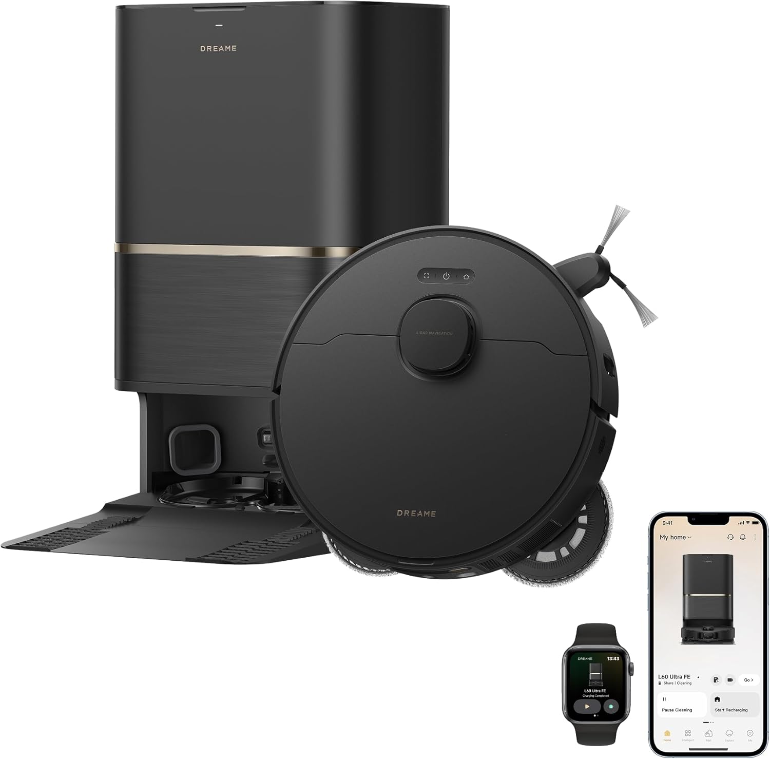 DREAME-L60-Ultra-FE-Robot-Vacuum-and-Mop-Auto-Empty-and.jpg DREAME L60 Ultra FE Robot Vacuum and Mop, Auto-Empty and 100℃ Self-Cleaning Mop, 30,000Pa Suction, Obstacle Avoidance and 360° Navigation, Corner to Edge Deep Cleaning, TriCut Brush, Black - Image 1