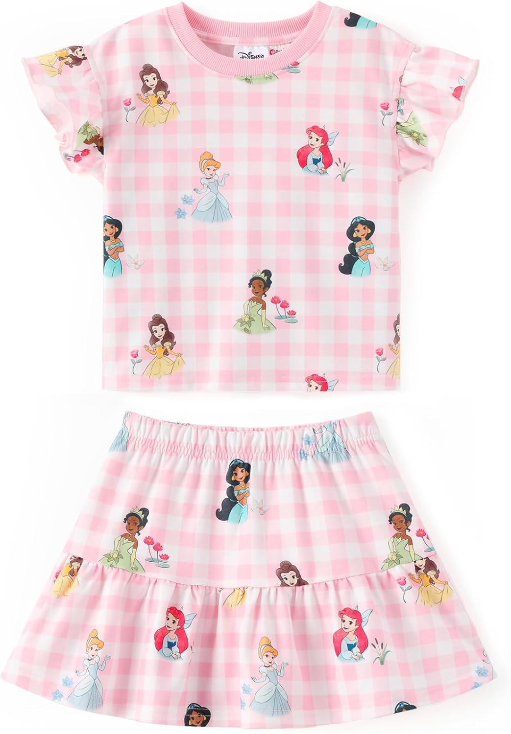 Disney-Frozen-Elsa-Minnie-Mouse-Stitch-Princess-Girls-Skirt-Sets.jpg Disney Frozen Elsa Minnie Mouse Stitch Princess Girls' Skirt Sets Ruffle Short Sleeve Clothes 2pcs Outfits Summer Dress 2-9Y - Image 1