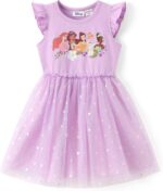 Disney Princess Frozen Elsa Minnie Stitch Toddler Girl Tulle Tutu Dress Ruffle Sleeve Mesh Summer Birthday Party Clothes 2-9Y