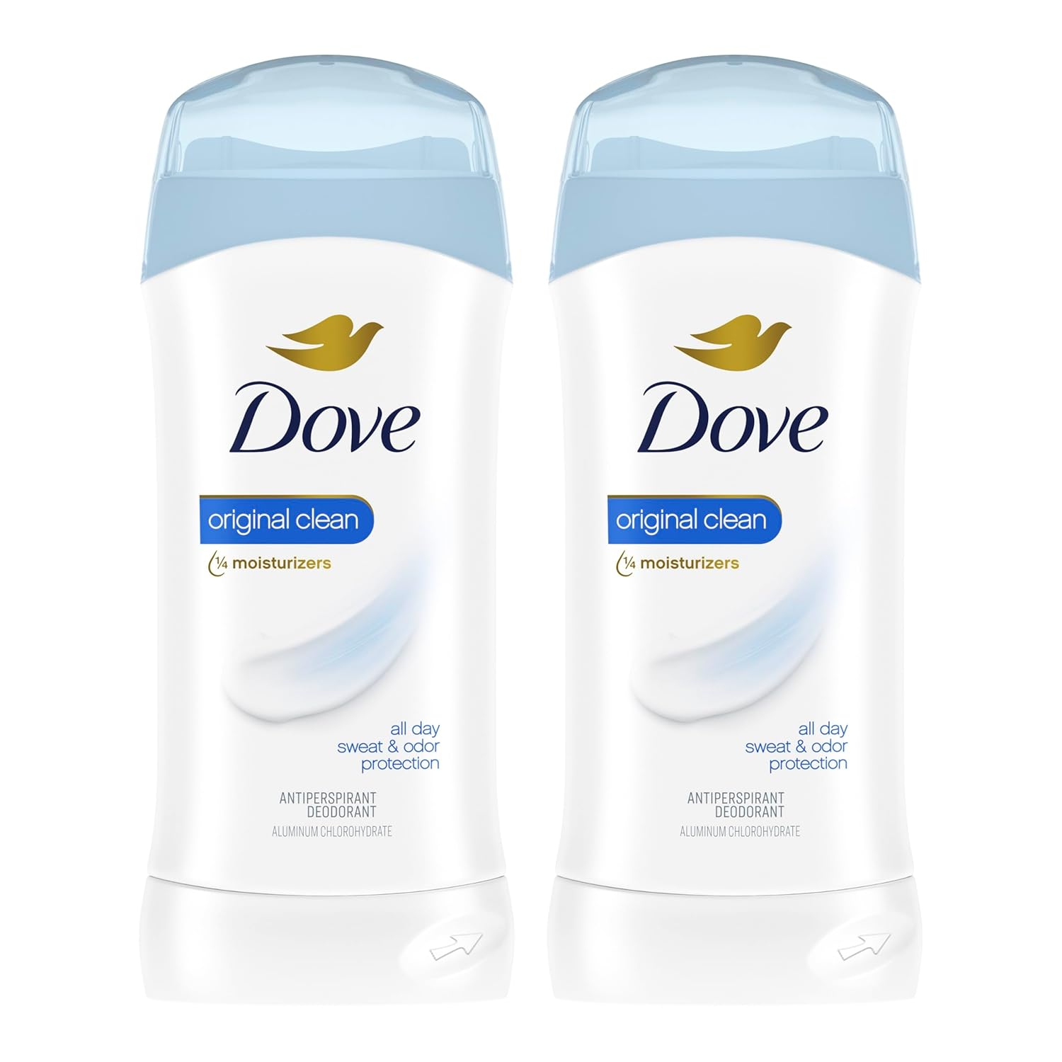 Dove-Antiperspirant-Stick-All-Day-Sweat-Control-Kind-to-Skin.jpg Dove Antiperspirant Stick, All Day Sweat Control, Kind to Skin, Alochol Free, Scent: Original Clean, Size: 2.6 oz (2 Pack) - Image 1