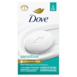 Dove Beauty Bar Soap Sensitive, 6 Bars for Sensitive Skin, Fragrance Free and Hypoallergenic 3.75 oz