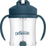 Dr. Brown's Milestones Baby's First Straw Cup, Training Cup with Weighted Straw, 9 oz/270 mL, BPA-free, 6m+, Dark Blue, 1-Pack