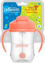Dr. Brown's Milestones Baby's First Straw Cup, Training Cup with Weighted Straw, 9 oz/270 mL, BPA-free, 6m+, Coral, 1-Pack - Image 2