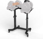 Dumbbell Rack, Adjustable Dumbbell Stand for Powerblock, Bowflex Dumbbells | weight rack for home gym, 4 level height adjustment, 220 lbs weight limit, with casters and table holder