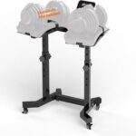 Dumbbell Rack, Adjustable Dumbbell Stand for Powerblock, Bowflex Dumbbells | weight rack for home gym, 4 level height adjustment, 220 lbs weight limit, with casters and table holder