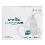 Evenflo Balance+ Glass Wide Neck Baby Bottles, Clear, 6 fl oz, 6 Pack