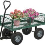 FDW Garden Cart Streel Heavy Duty 500 LBS Capacity，Utility Cart Wagon with Removable Sides and 180°Rotating Handle for Yard, Lawn and Garden Hauler (Green)