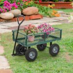 FDW Garden Cart Streel Heavy Duty 500 LBS Capacity，Utility Cart Wagon with Removable Sides and 180°Rotating Handle for Yard, Lawn and Garden Hauler (Green) - Image 2