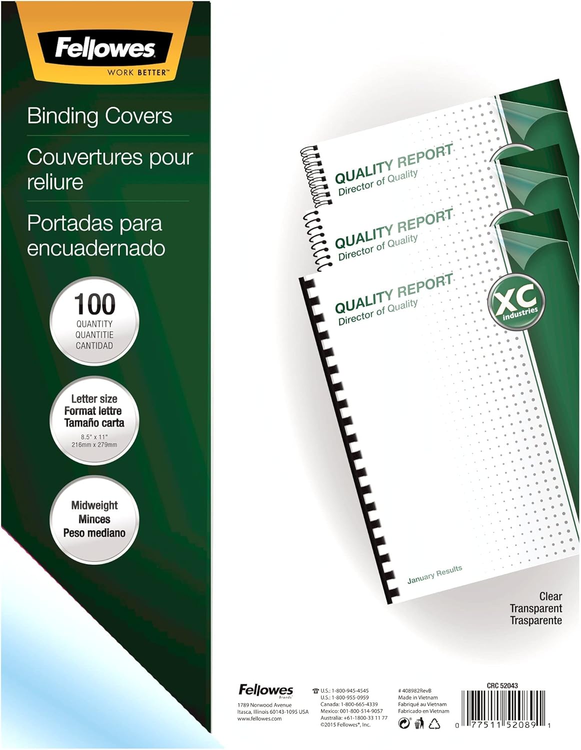 Fellowes-52089-Binding-Presentation-Covers-8mil-Letter-100-Pack-Clear.jpg Fellowes 52089 Binding Presentation Covers, 8mil, Letter, 100 Pack, Clear - Image 1