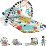 Fisher-Price Baby Playmat Glow and Grow Kick & Play Piano Gym, Blue Musical Learning Toy with Developmental Activities for Newborns 0+ Months